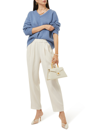 Pleated Tapered Ankle Pants